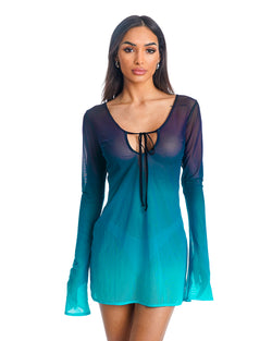 HARMATTAN MINIVESTIDO TEAL PROFUNDO
