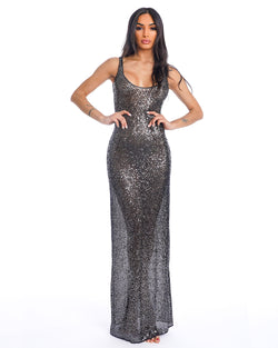HOLO VESTIDO LARGO LENTEJUELAS NEGRO