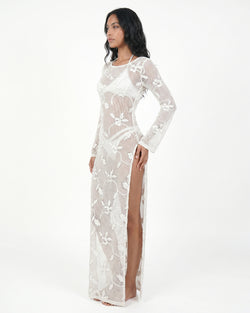 LORY VESTIDO RAJAS BLANCO LECHE