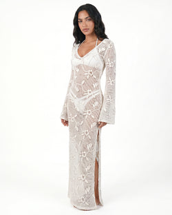 LORY VESTIDO RAJAS BLANCO LECHE