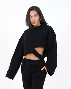 MEGAN BLACK WIDE SLEEVE SWEATER