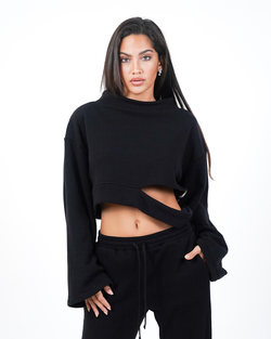 MEGAN BLACK WIDE SLEEVE SWEATER