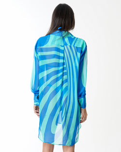 WAHID BLUSÓN ESTAMPADO AZUL TIFFANY