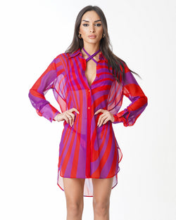 WAHID CAMISÓN ESTAMPADO ROJO VIOLETA