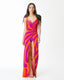 ARMAZÓN VESTIDO FRUNCIDO DELANTERO FUCSIA NARANJA
