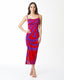 WARI VESTIDO CON FRUNCE LATERAL ROJO VIOLETA