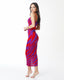 WARI VESTIDO CON FRUNCE LATERAL ROJO VIOLETA