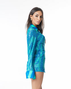 BLUSA DE LENTEJUELAS AZUL ELÉCTRICO TIFFANY
