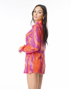 BLUSA PAILLETTES FUCSIA NARANJA