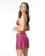 WILMA MINIFALDA LENTEJUELAS VIOLETA ROJO