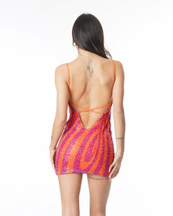 GANAR MINIVESTIDO LENTEJUELAS FUCSIA NARANJA