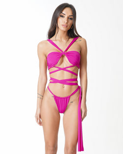 WINONA SUJETADOR BANDEAU CRUZADO FUCSIA