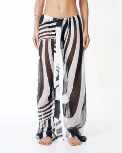 WRENNA PANTALÓN CON CORDÓN NEGRO BLANCO